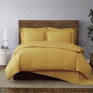 Brooklyn Loom 100% Cotton Percale 3 Pcs Duvet Set FULL/QUEEN yellow Color🔥